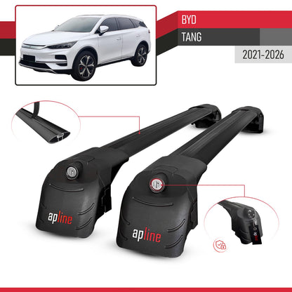 Compatible avec BYD Tang 2021-2026 ACE-2 modèle Barres de Toit Railing Porte-Bagages de Voiture Noir Aluminium Barres