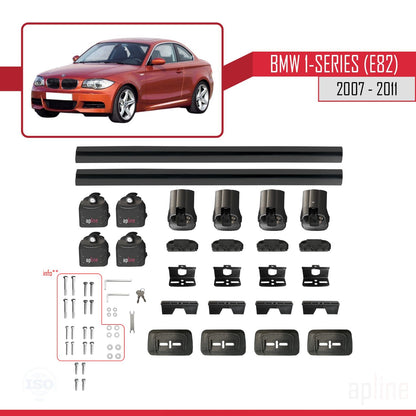 Compatible with BMW 1 Series (E82) 2007-2013 ACE-3 Car Roof Rack Cross Bar Black Aluminium 2 Bars