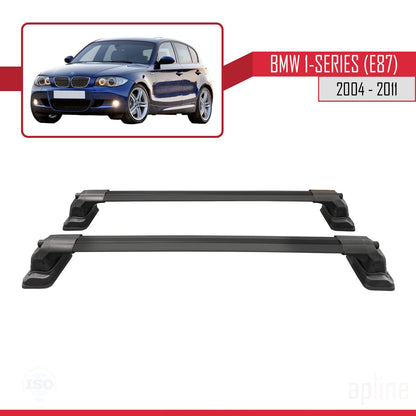 Compatible avec BMW Série 1 (E87) 2004-2011 ACE-3 Barres de Toit Railing Porte-Bagages de Voiture Noir Aluminium 2 Barres