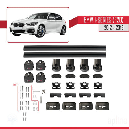 Compatible with BMW 1 Series (F20) 2012-2019 ACE-3 Car Roof Rack Cross Bar Black Aluminium 2 Bars