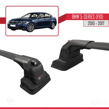 Compatible avec BMW Série 5 (F10) 2010-2017 ACE-3 Barres de Toit Railing Porte-Bagages de Voiture Noir Aluminium 2 Barres
