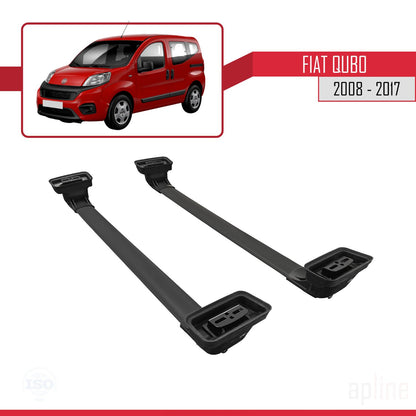 Compatible avec Fiat Qubo 2008-2017 ACE-3 Barres de Toit Railing Porte-Bagages de Voiture Noir Aluminium 2 Barres