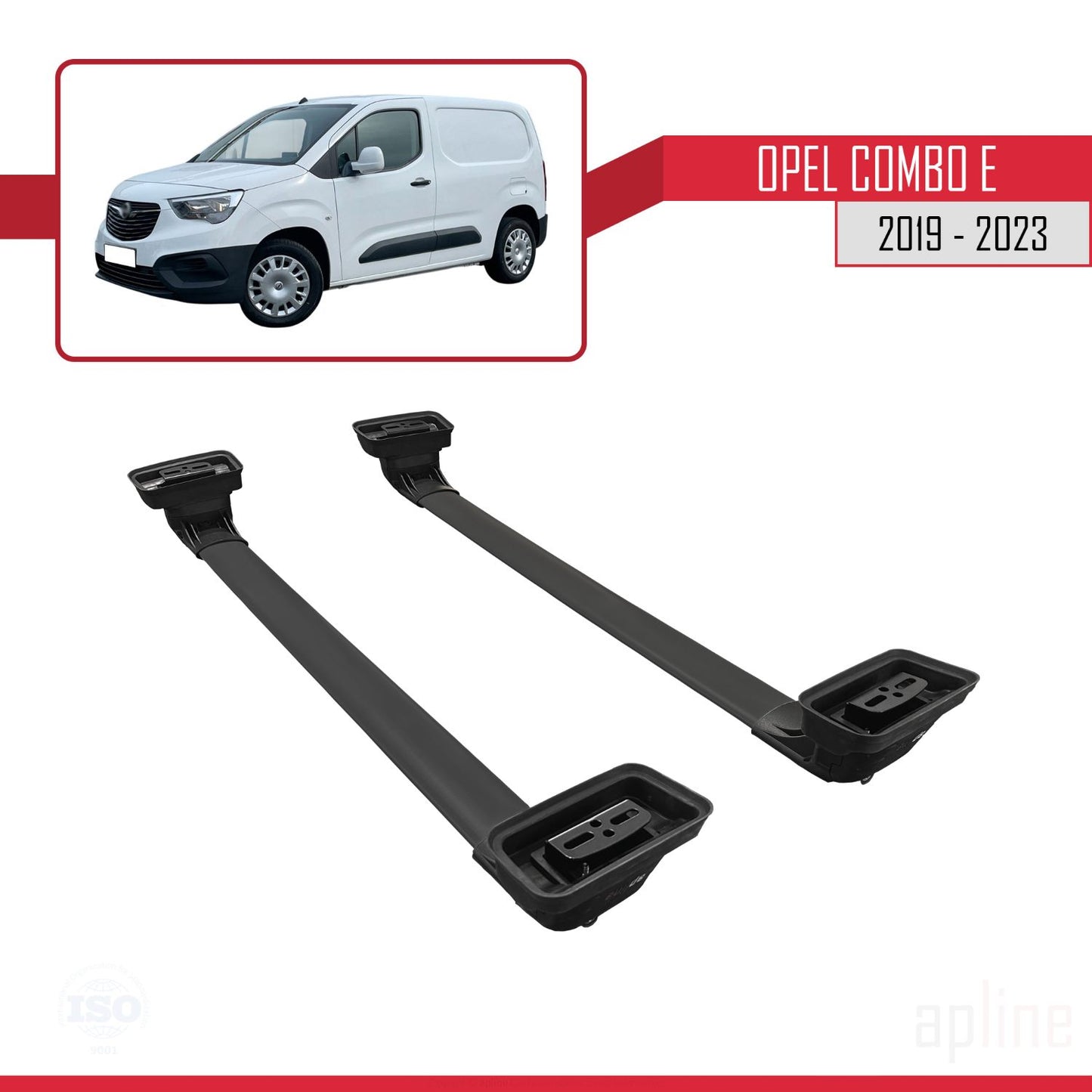 Compatible avec Opel Combo E 2019-2023 ACE-3 Barres de Toit Railing Porte-Bagages de Voiture Noir Aluminium 2 Barres