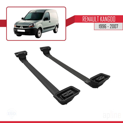 Compatible avec Renault Kangoo 1996-2007 ACE-3 Barres de Toit Railing Porte-Bagages de Voiture Noir Aluminium 2 Barres