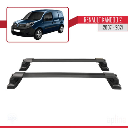Compatible avec Renault Kangoo 2 2007-2021 ACE-3 Barres de Toit Railing Porte-Bagages de Voiture Noir Aluminium 2 Barres