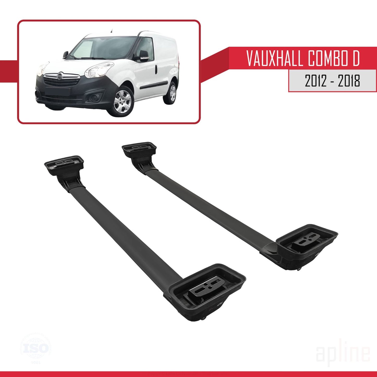 Compatible avec Vauxhall Combo D 2012-2018 ACE-3 Barres de Toit Railing Porte-Bagages de Voiture Noir Aluminium 2 Barres