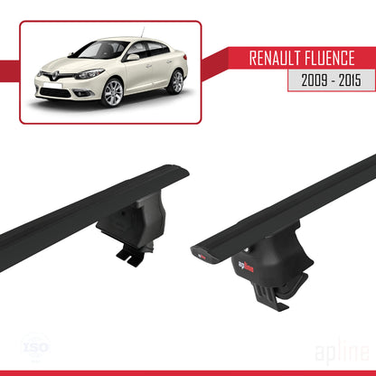 Compatible with Renault Fluence 2009-2015 ACE-4 Car Roof Rack Cross Bar Black Aluminium 2 Bars