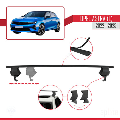 Compatible avec Opel Astra L (C02) 2022-2025 ACE-4 Barres de Toit Railing Porte-Bagages de Voiture Noir Aluminium 2 Barres