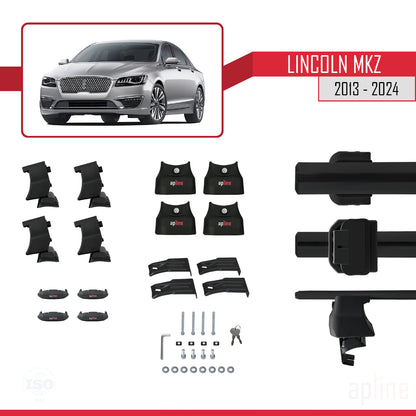 Compatible avec Lincoln MKZ 2 2013-2024 ACE-4 Barres de Toit Railing Porte-Bagages de Voiture Noir Aluminium 2 Barres