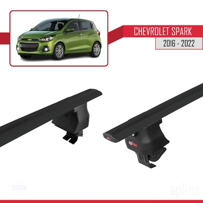Compatible avec Chevrolet Spark (M400) 2016-2022 ACE-4 Barres de Toit Railing Porte-Bagages de Voiture Noir Aluminium 2 Barres