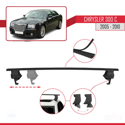 Compatible avec Chrysler 300 C 2005-2010 ACE-4 Barres de Toit Railing Porte-Bagages de Voiture Noir Aluminium 2 Barres