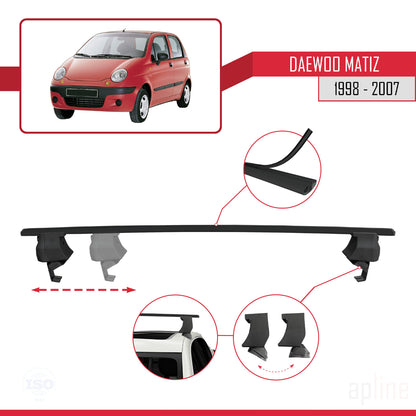 Compatible avec Daewoo Matiz 1998-2007 ACE-4 Barres de Toit Railing Porte-Bagages de Voiture Noir Aluminium 2 Barres