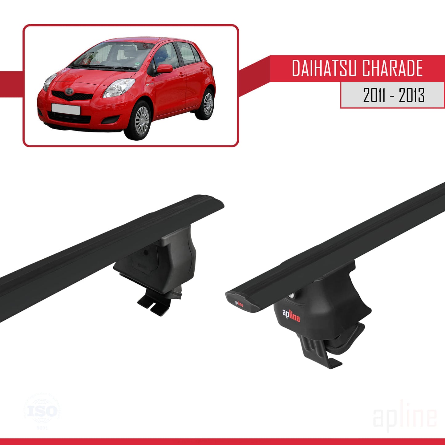 Compatible avec Daihatsu Charade 2011-2013 ACE-4 Barres de Toit Railing Porte-Bagages de Voiture Noir Aluminium 2 Barres