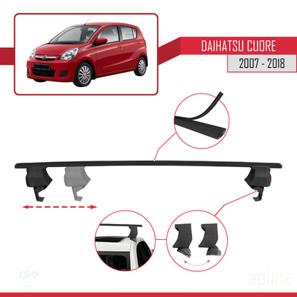 Compatible avec Daihatsu Cuore 2007-2018 ACE-4 Barres de Toit Railing Porte-Bagages de Voiture Noir Aluminium 2 Barres