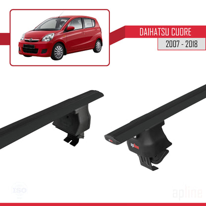 Compatible avec Daihatsu Cuore 2007-2018 ACE-4 Barres de Toit Railing Porte-Bagages de Voiture Noir Aluminium 2 Barres