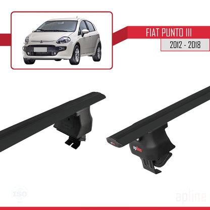 Compatible avec Fiat Punto 3 (199) 2012-2018 ACE-4 Barres de Toit Railing Porte-Bagages de Voiture Noir Aluminium 2 Barres