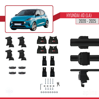 Compatible with Hyundai i10 III (AC3) 2020-2025 ACE-4 Car Roof Rack Cross Bar Black Aluminium 2 Bars