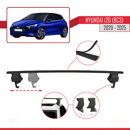 Compatible with Hyundai i20 III (BC3) 2020-2025 ACE-4 Car Roof Rack Cross Bar Black Aluminium 2 Bars