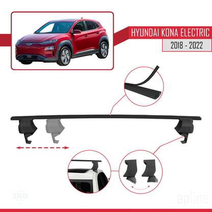Compatible with Hyundai Kona Electric 2018-2022 ACE-4 Car Roof Rack Cross Bar Black Aluminium 2 Bars