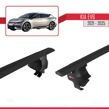 Compatible avec Kia EV6 2021-2025 ACE-4 Barres de Toit Railing Porte-Bagages de Voiture Noir Aluminium 2 Barres