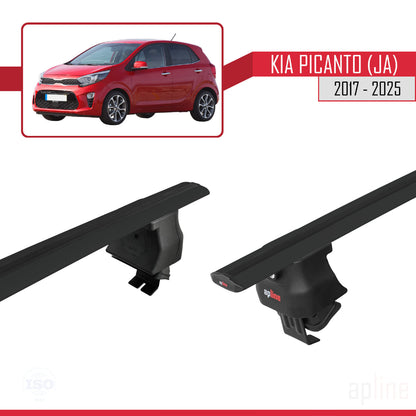 Compatible avec Kia Picanto 3 (JA) 2017-2025 ACE-4 Barres de Toit Railing Porte-Bagages de Voiture Noir Aluminium 2 Barres
