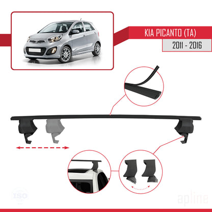 Compatible with Kia Picanto 2 (TA) 2011-2016 ACE-4 Car Roof Rack Cross Bar Black Aluminium 2 Bars