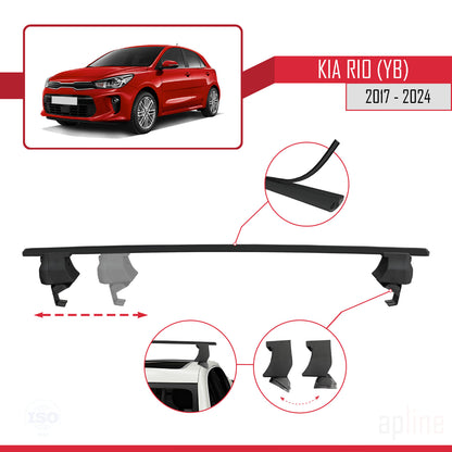 Compatible with Kia Rio 4 (YB) HB 2017-2023 ACE-4 Car Roof Rack Cross Bar Black Aluminium 2 Bars