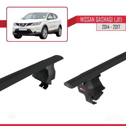 Compatible avec Nissan Qashqai 2 (J11) Pre-Facelift 2014-2017 ACE-4 Barres de Toit Railing Porte-Bagages de Voiture Noir Aluminium 2 Barres