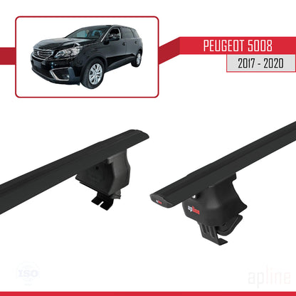 Compatible avec Peugeot 5008 II (P87) Pre-Facelift 2017-2020 ACE-4 Barres de Toit Railing Porte-Bagages de Voiture Noir Aluminium 2 Barres