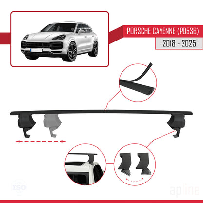 Compatible with Porsche Cayenne 3 (9YA) 2018-2025 ACE-4 Car Roof Rack Cross Bar Black Aluminium 2 Bars
