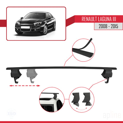 Compatible with Renault Laguna 3 (X91)2008-2015 ACE-4 Car Roof Rack Cross Bar Black Aluminium 2 Bars