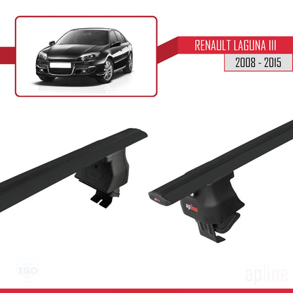 Compatible with Renault Laguna 3 (X91)2008-2015 ACE-4 Car Roof Rack Cross Bar Black Aluminium 2 Bars