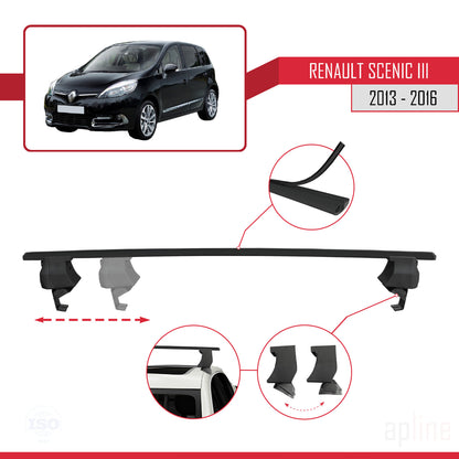 Compatible avec Renault Scenic 3 2013-2016 ACE-4 Barres de Toit Railing Porte-Bagages de Voiture Noir Aluminium 2 Barres