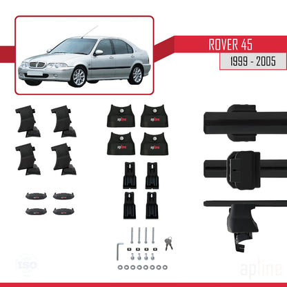 Compatible avec Rover 45 1999-2005 ACE-4 Barres de Toit Railing Porte-Bagages de Voiture Noir Aluminium 2 Barres
