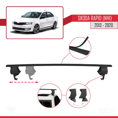 Compatible avec Skoda Rapid (NH1) 2012-2019 ACE-4 Barres de Toit Railing Porte-Bagages de Voiture Noir Aluminium 2 Barres