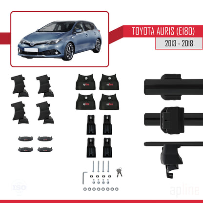 Compatible avec Toyota Auris 2 (E180) 2013-2018 ACE-4 Barres de Toit Railing Porte-Bagages de Voiture Noir Aluminium 2 Barres