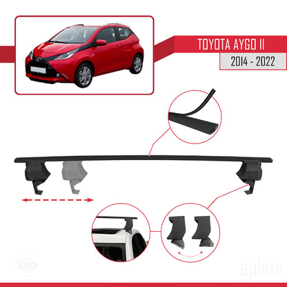 Compatible avec Toyota Aygo 2 2014-2022 ACE-4 Barres de Toit Railing Porte-Bagages de Voiture Noir Aluminium 2 Barres
