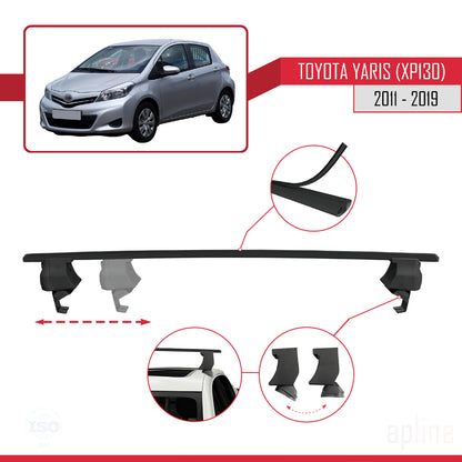 Compatible avec Toyota Yaris 3 (XP130) 2011-2019 ACE-4 Barres de Toit Railing Porte-Bagages de Voiture Noir Aluminium 2 Barres