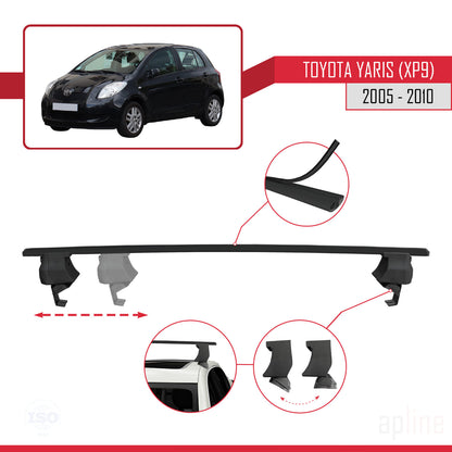 Compatible avec Toyota Yaris 2 (XP90) 2005-2010 ACE-4 Barres de Toit Railing Porte-Bagages de Voiture Noir Aluminium 2 Barres