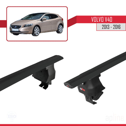 Compatible avec Volvo V40 Pre-Facelift 2013-2016 ACE-4 Barres de Toit Railing Porte-Bagages de Voiture Noir Aluminium 2 Barres