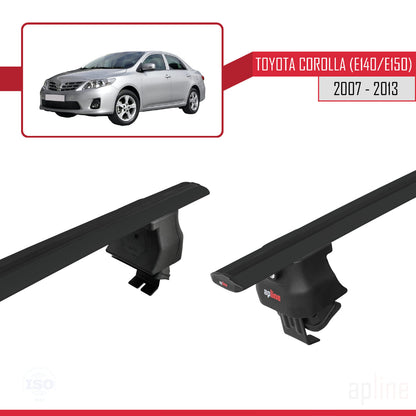 Compatible avec Toyota Corolla 10 (E150) 2007-2013 ACE-4 Barres de Toit Railing Porte-Bagages de Voiture Noir Aluminium 2 Barres