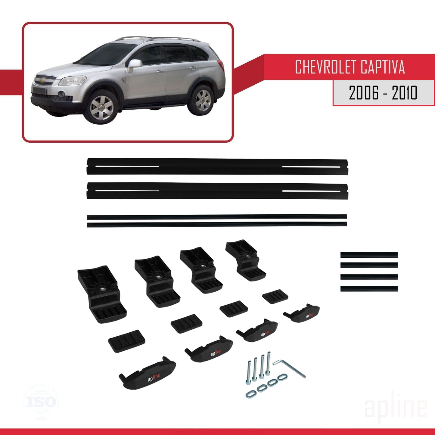 Compatible avec Chevrolet Captiva 2006-2010 BASIC Model Barres de Toit Railing Porte-Bagages de Voiture Noir Aluminium 2 Barres
