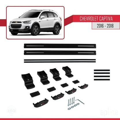 Compatible avec Chevrolet Captiva 2016-2018 BASIC Model Barres de Toit Railing Porte-Bagages de Voiture Noir Aluminium 2 Barres