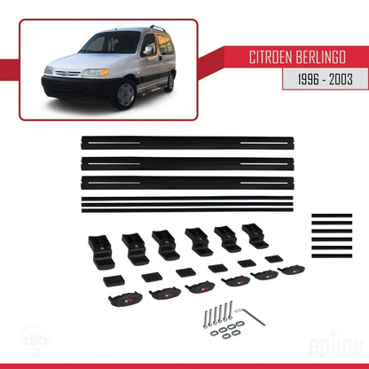 Compatible with Citroen Berlingo (M49) 1996-2003 BASIC Model Car Roof Rack Cross Bar Black Aluminium 3 Bars