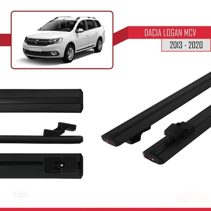 Compatible avec Dacia Logan 2 MCV (K52) 2013-2020 BASIC Model Barres de Toit Railing Porte-Bagages de Voiture Noir Aluminium 2 Barres