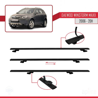 Compatible avec Daewoo Winstorm MaXX 2006-2011 BASIC Model Barres de Toit Railing Porte-Bagages de Voiture Noir Aluminium 2 Barres