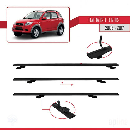 Compatible avec Daihatsu Terios 2 (J200) 2006-2017 BASIC Model Barres de Toit Railing Porte-Bagages de Voiture Noir Aluminium 3 Barres