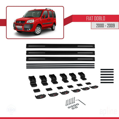 Compatible avec Fiat Doblo 2000-2009 BASIC Model Barres de Toit Railing Porte-Bagages de Voiture Noir Aluminium 3 Barres