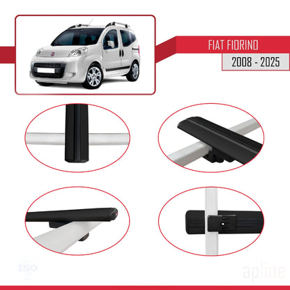 Compatible avec Fiat Fiorino 3 2008-2025 BASIC Model Barres de Toit Railing Porte-Bagages de Voiture Noir Aluminium 4 Barres