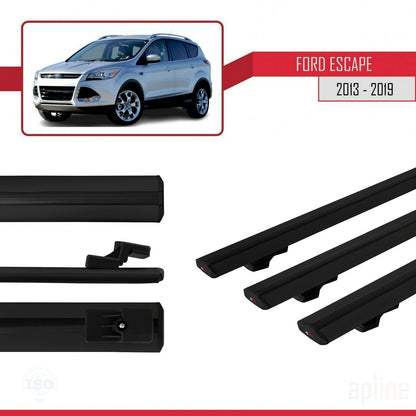 Compatible avec Ford Escape 3 2013-2019 BASIC Model Barres de Toit Railing Porte-Bagages de Voiture Noir Aluminium 3 Barres